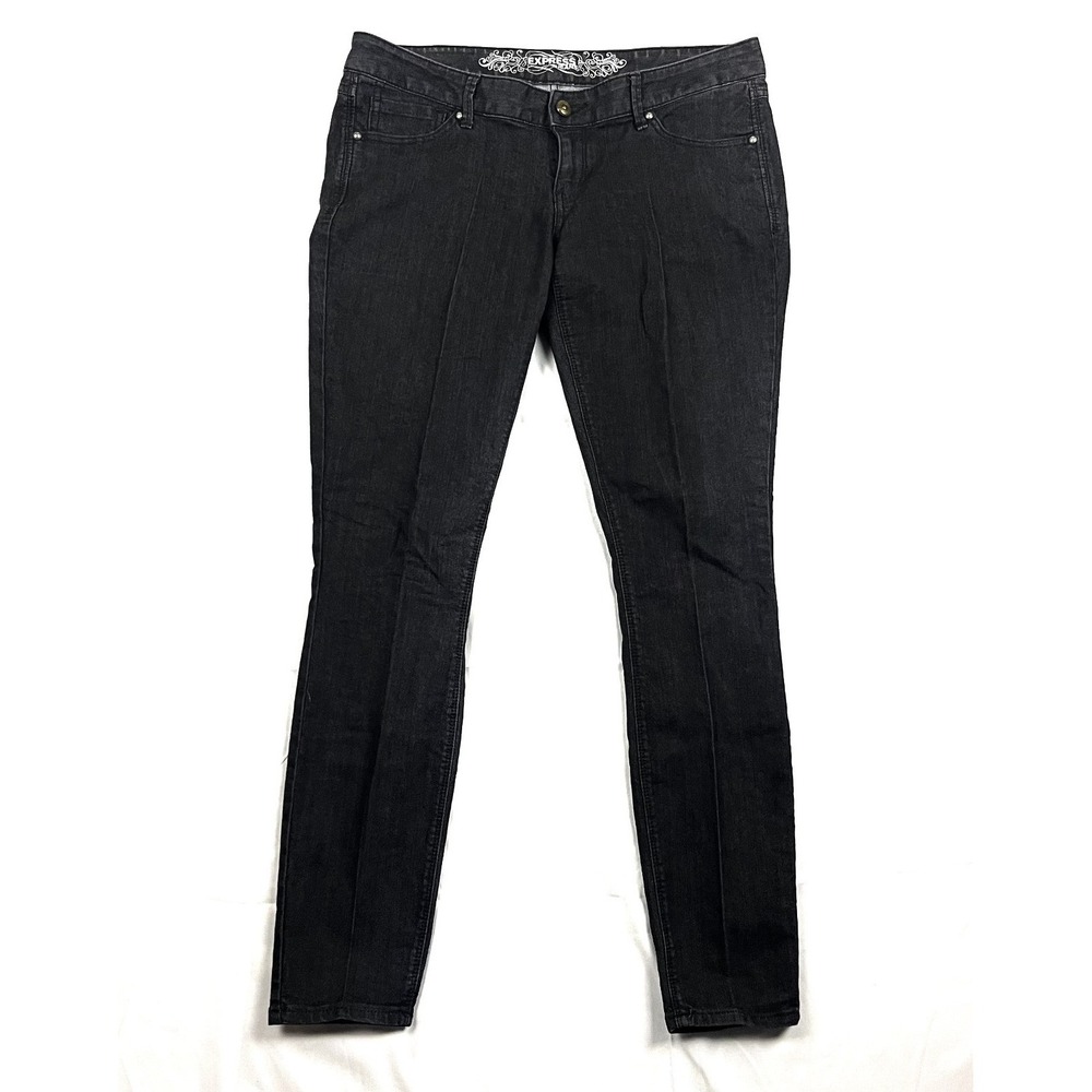 Express Zelda Jeans Womens 12 Regular Black Ultra Low Rise Jean Legging Stretch